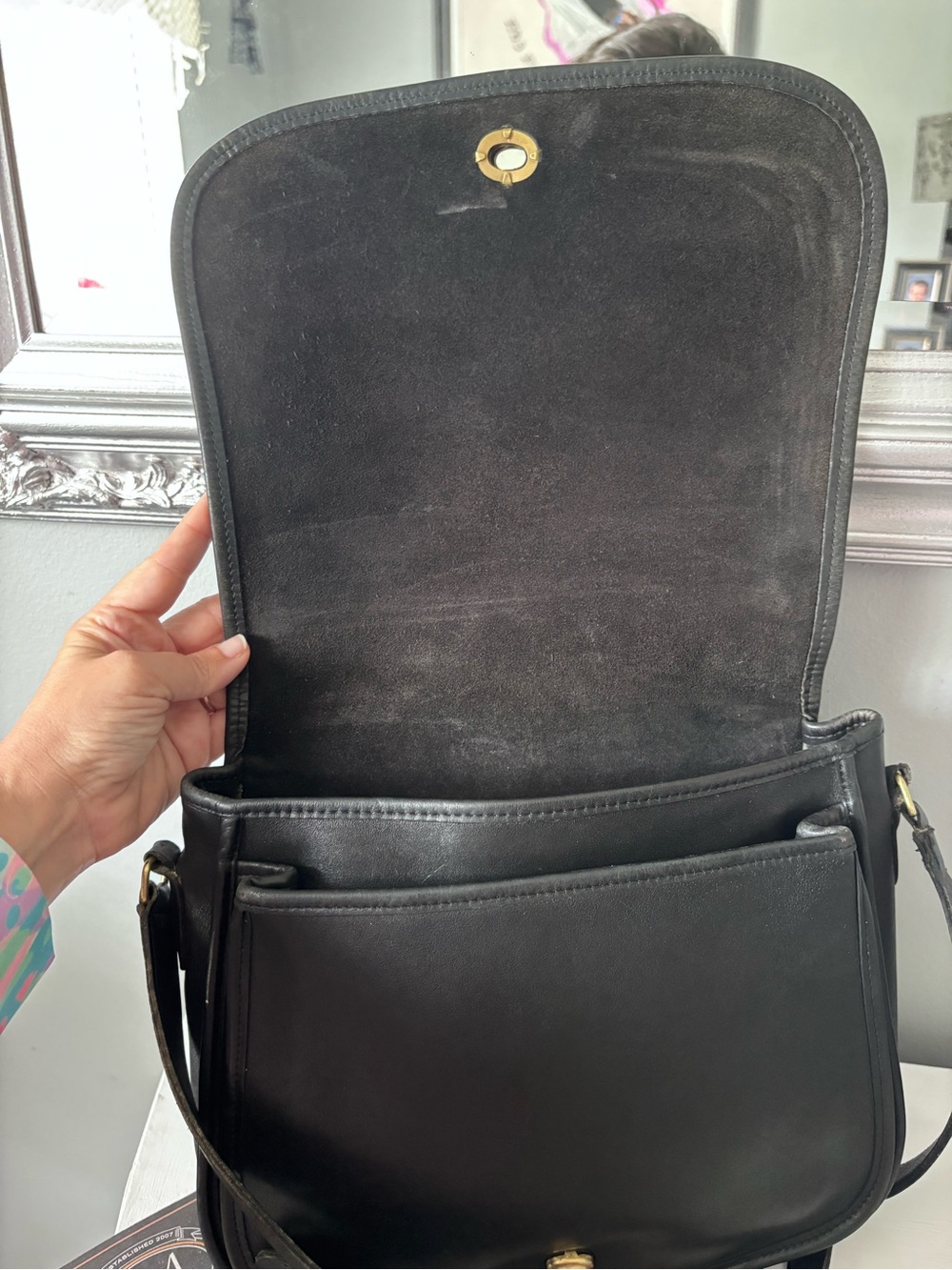 Vintage Coach Ranch Bag 9852‎ Black USA Made Glovetanned Leather Crossbody - Picture 7 of 16